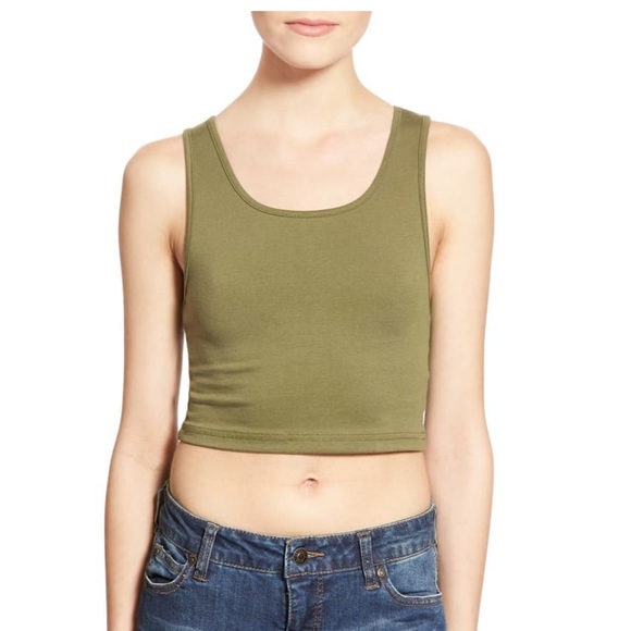 bp Tops - BP Brunt Olive Scoop Tank Crop Top